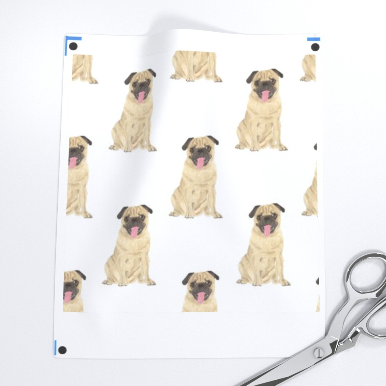 Cute Pugs Dog Whimsical Pug Lover Animals Custom Printed Fabric by Spoonflower Various Fabrics by the Yard or Fat Quarter